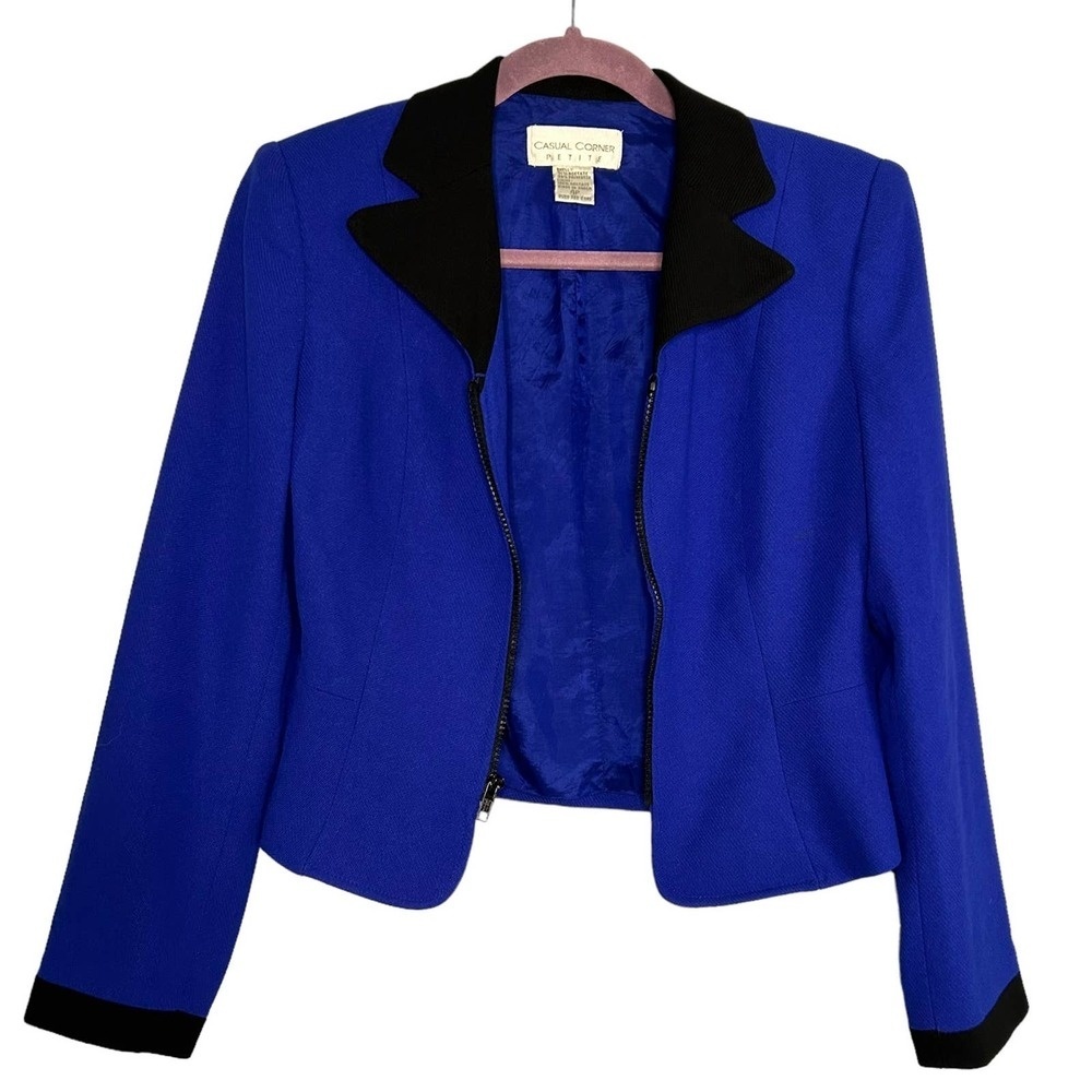 Vintage Colorblock Blue and Black Jacket/Blazer Size 4P - Picture 2 of 4
